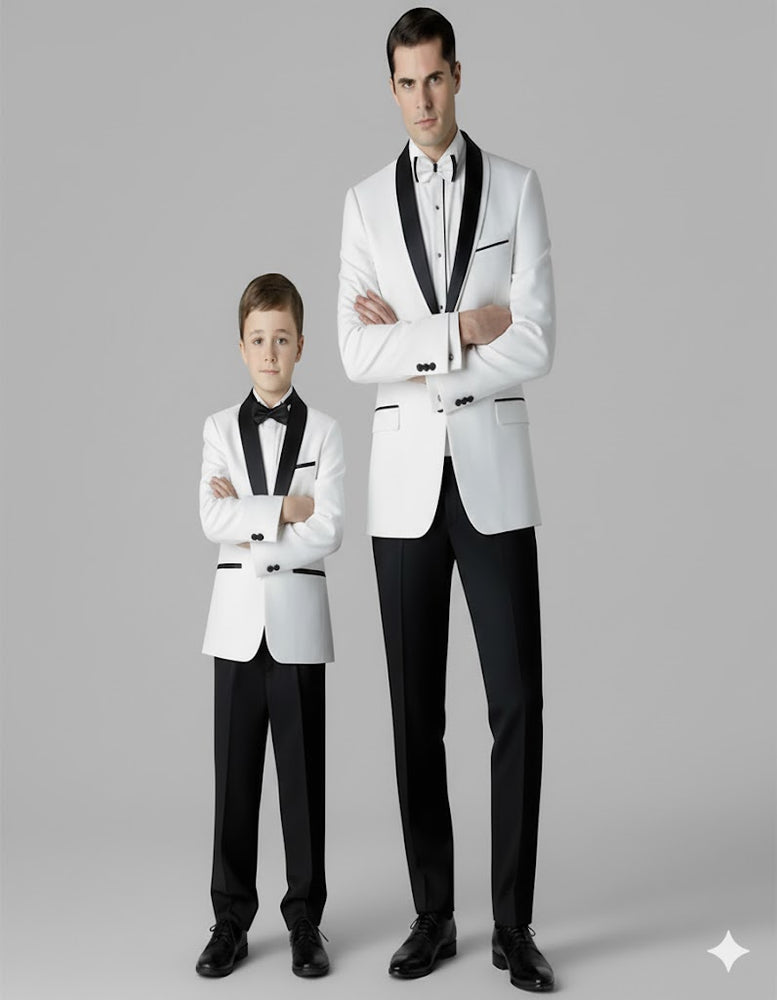 Black and White Shawl Lapel Father ~ Dad And Son Matching Suits