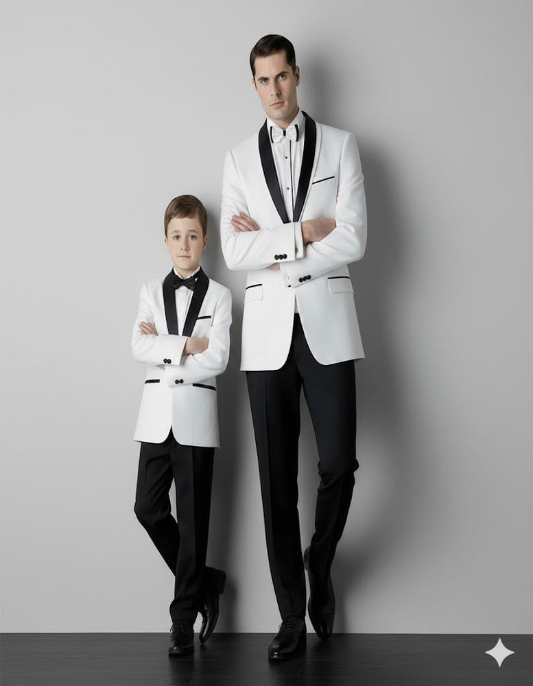 Black and White Shawl Lapel Father ~ Dad And Son Matching Suits