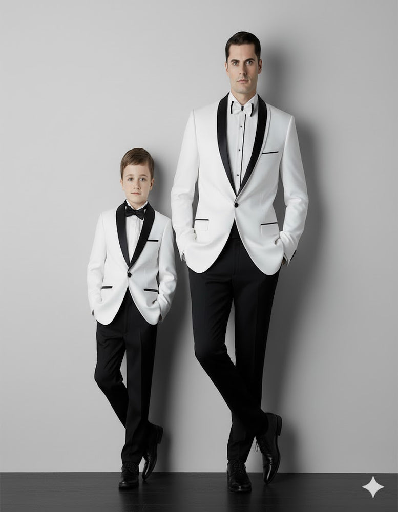 Black and White Shawl Lapel Father ~ Dad And Son Matching Suits