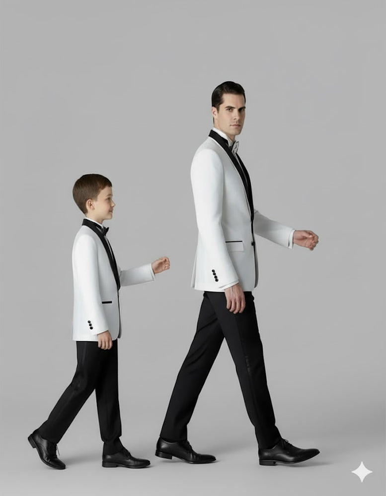 Black and White Shawl Lapel Father ~ Dad And Son Matching Suits