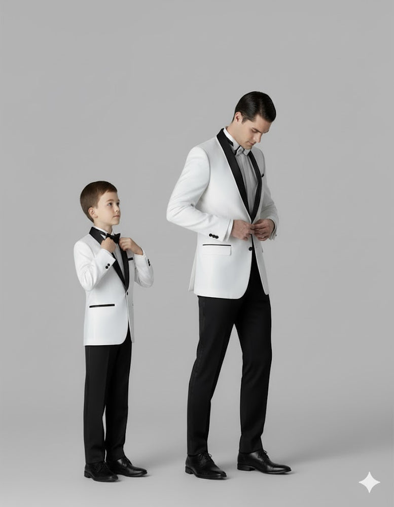 Black and White Shawl Lapel Father ~ Dad And Son Matching Suits