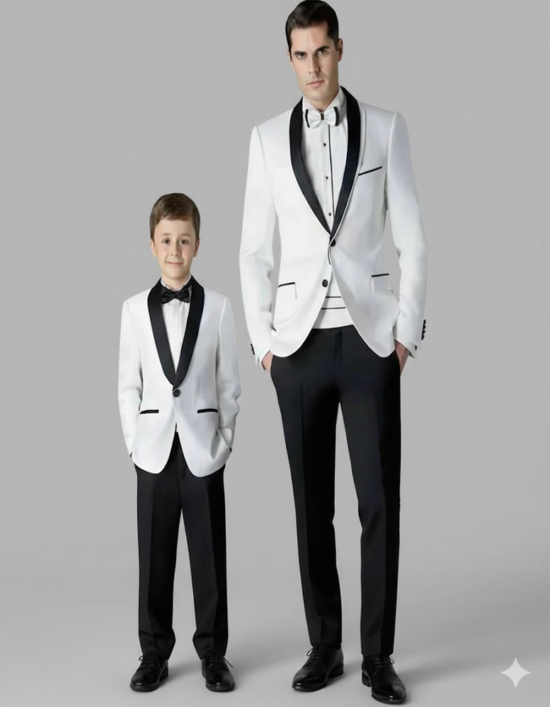 Black and White Shawl Lapel Father ~ Dad And Son Matching Suits