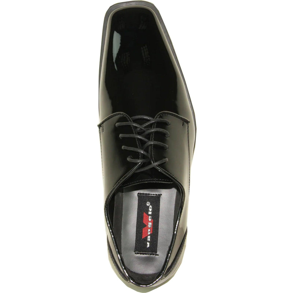 "Black Bravo Patent Tuxedo Oxford - Pointy Square Toe Mens Shoes" - USA Men's Outlet