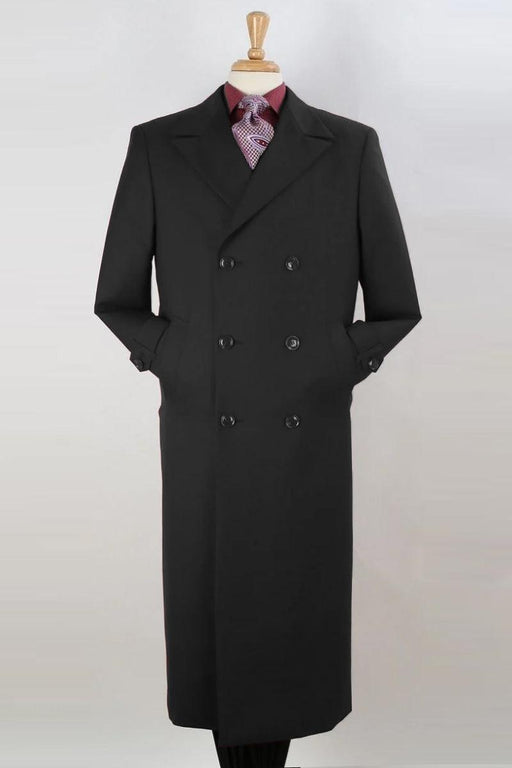 Black Diamond Men's Double-Breasted Wool Gab. Overcoat in Black - USA Men's Outlet