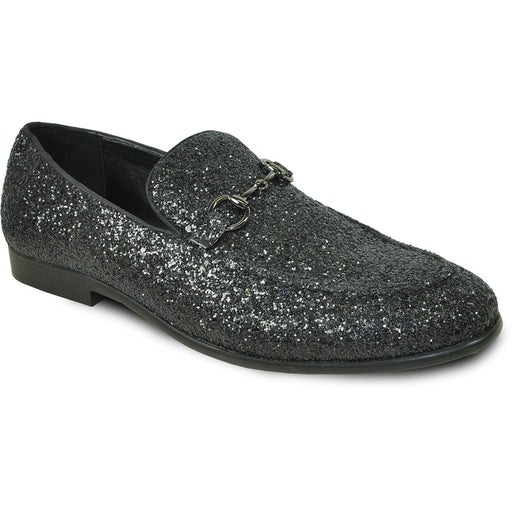 "Black Glitter Sequin Tuxedo Loafers by Bravo: Stylish Menswear for Your Prom Night" - USA Men's Outlet