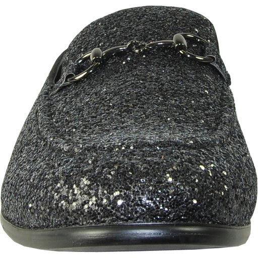 "Black Glitter Sequin Tuxedo Loafers by Bravo: Stylish Menswear for Your Prom Night" - USA Men's Outlet