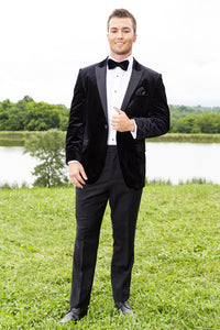 "Luxor" Black Velvet Tuxedo Jacket (Separates)