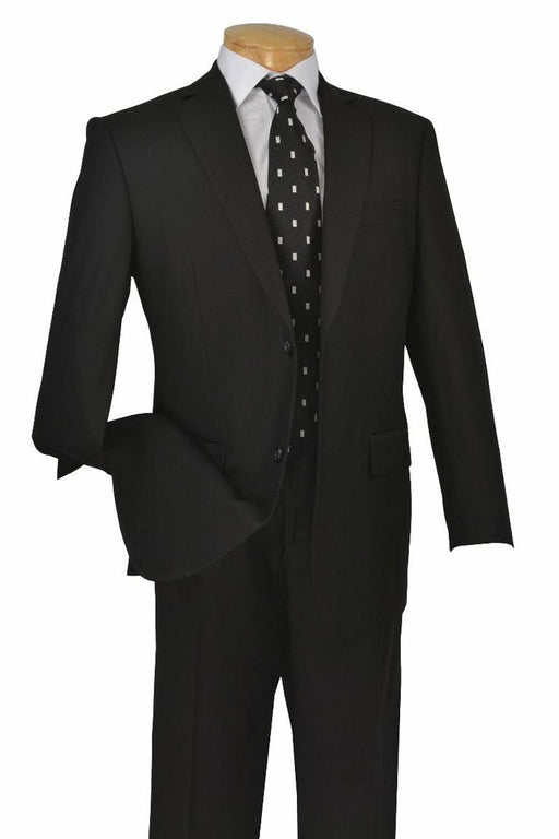 "Black Modern Cut Poplin 2-Button Suit: Apollo King" - USA Men's Outlet