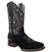 Black Cowboy Boot Nubuck Square Toe
