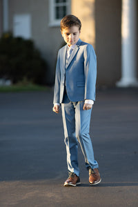 "Liam" Kids Denim Blue Suit (5-Piece Set)
