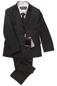 "Premium" Kids Black 5-Piece Wool Blend Suit