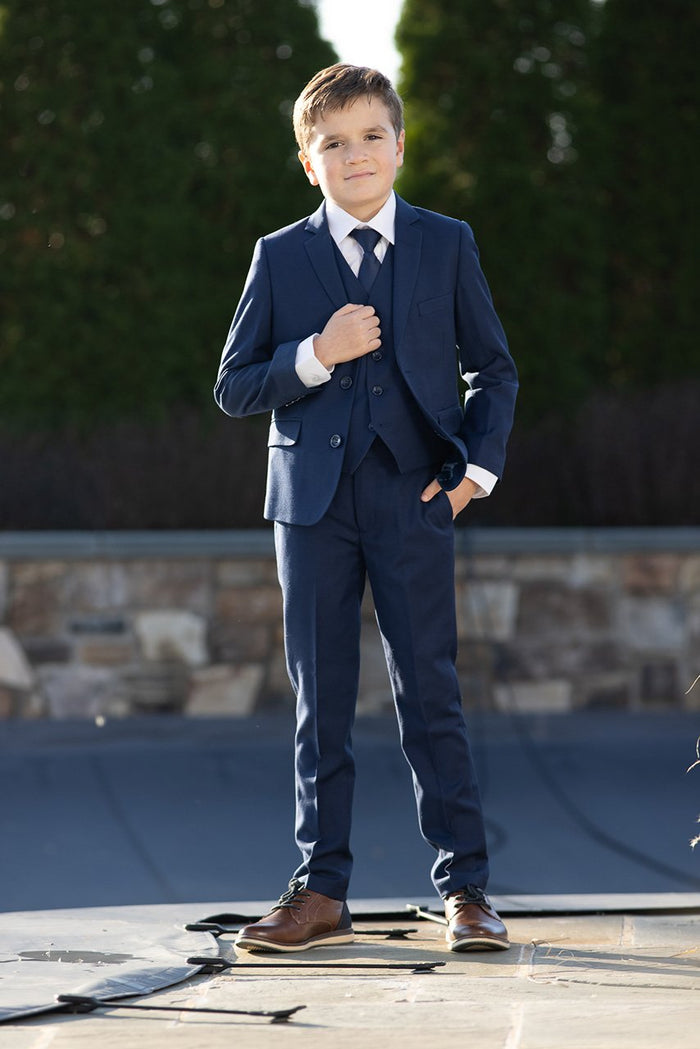 "Premium" Kids Sapphire Blue 5-Piece Wool Blend Suit
