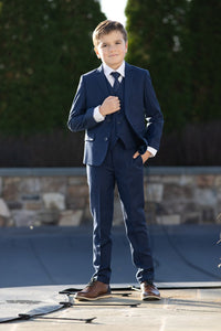 "Premium" Kids Sapphire Blue 5-Piece Wool Blend Suit