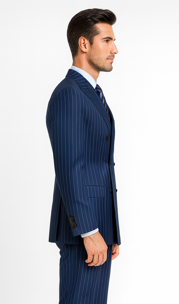 Royal Blue Pinstripe Suit - Gangster Suit - 1920's Suit - Double Breasted Suit