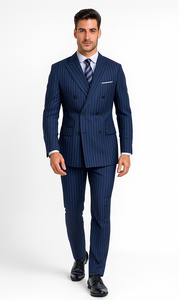 Royal Blue Pinstripe Suit - Gangster Suit - 1920's Suit - Double Breasted Suit