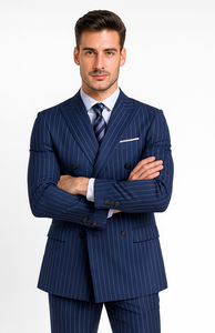 Royal Blue Pinstripe Suit - Gangster Suit - 1920's Suit - Double Breasted Suit