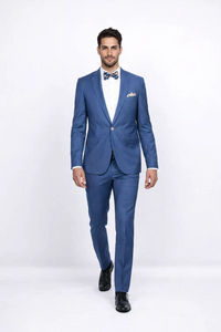 Blue Slim Fit Men’s Suit by Rossiman Rossi | Skinny Style with 1-Button Jacket – Italian Tailored Modern Formalwear