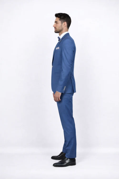 Blue Slim Fit Men’s Suit by Rossiman Rossi | Skinny Style with 1-Button Jacket – Italian Tailored Modern Formalwear