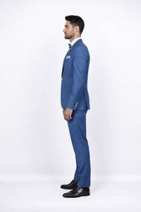 Blue Slim Fit Men’s Suit by Rossiman Rossi | Skinny Style with 1-Button Jacket – Italian Tailored Modern Formalwear