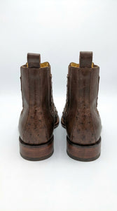 Botas de Avestruz Para Hombre Western Boots – Men’s Brown Ostrich Style Leather Chelsea Cowboy Ankle Boots