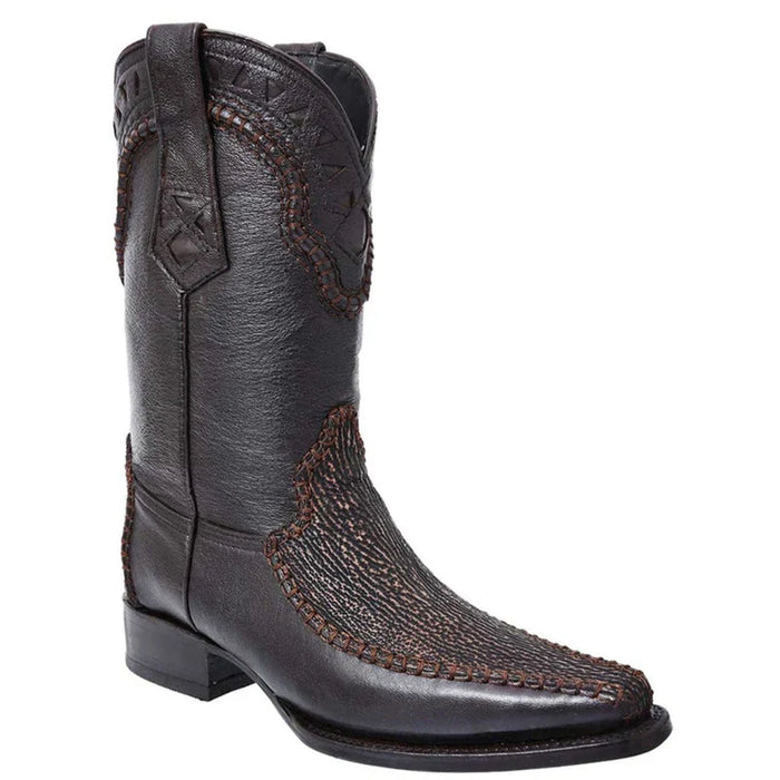 White Diamond Men’s Brown Shark Skin Cowboy Boots, Narrow Square Toe Western Dress Boots