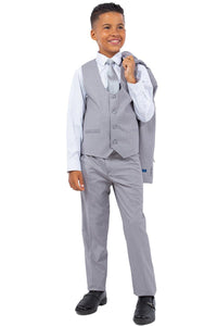 "Boys' Wedding Suit by Perry Ellis: Classy Light Grey Vested Look" - USA Men's Outlet
