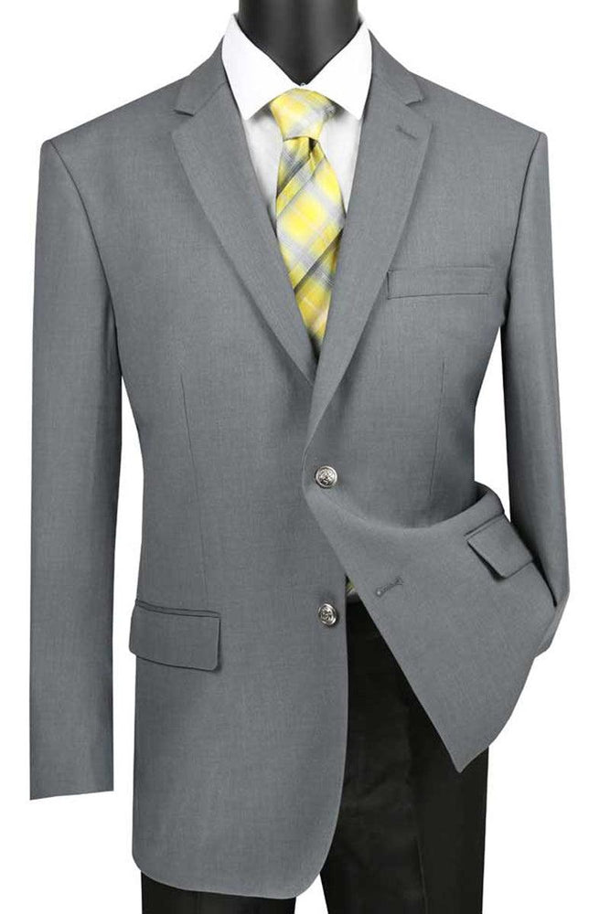 Brand Vinci Men's Classic Fit Grey 2-Button Sport Dress Blazer Jacket - USA Men's Outlet