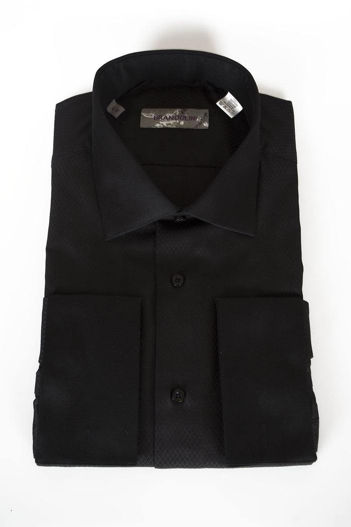 "Monticello" Black Laydown Tuxedo Shirt
