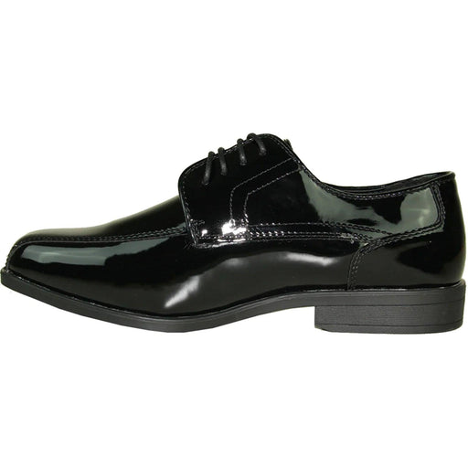 "Bravo Black Double Runner Shiny Patent Dress Shoe: The Perfect Topper for your Formal Wedding or Prom". - USA Men's Outlet