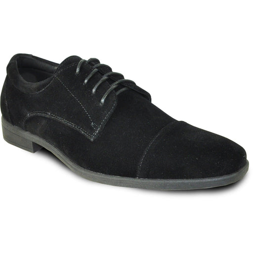 "Bravo Black Suede Cap-Toe Dress Shoes for Weddings & Prom" - USA Men's Outlet