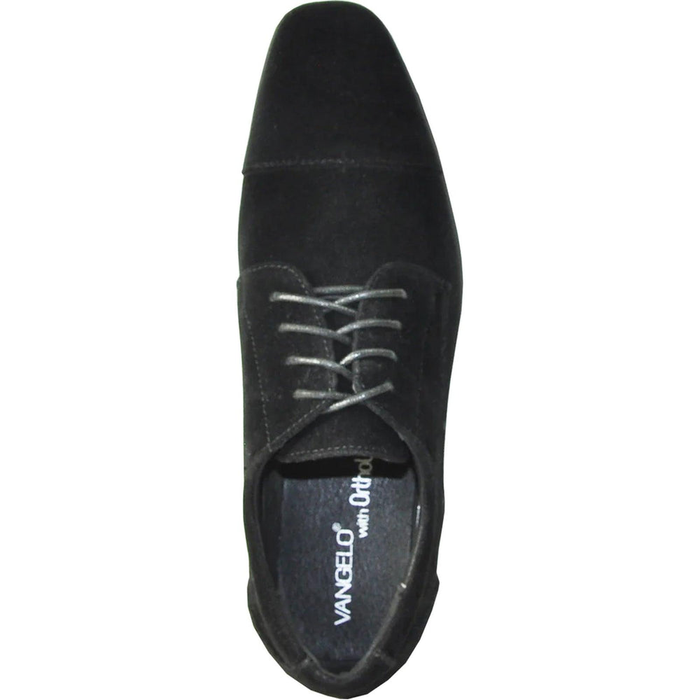 "Bravo Black Suede Cap-Toe Dress Shoes for Weddings & Prom" - USA Men's Outlet