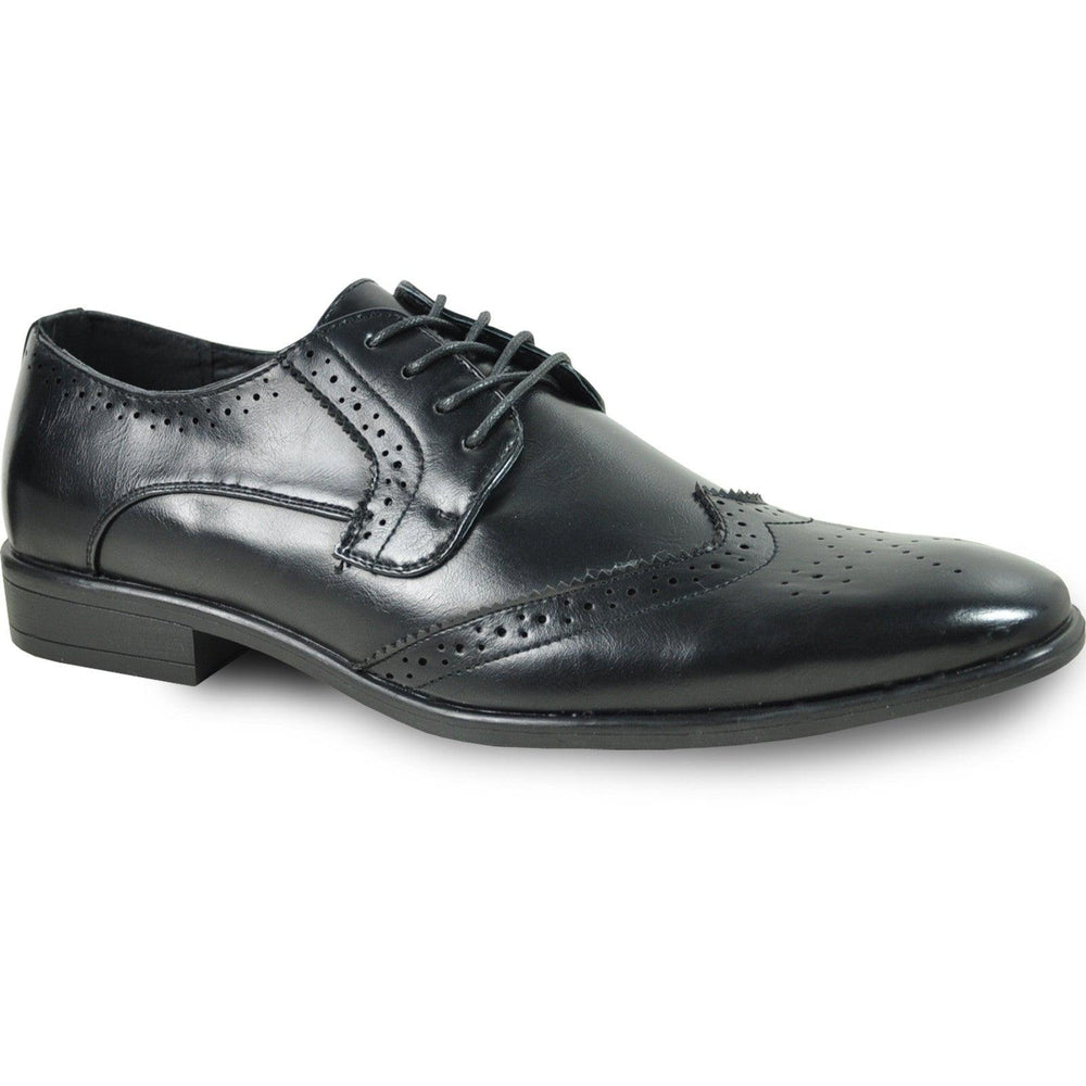 Bravo - Black Wingtip Lace-Up Dress Shoes - 1920s Vintage Style - USA Men's Outlet