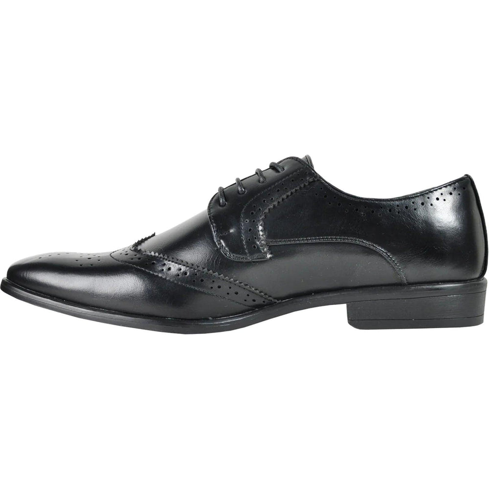 Bravo - Black Wingtip Lace-Up Dress Shoes - 1920s Vintage Style - USA Men's Outlet