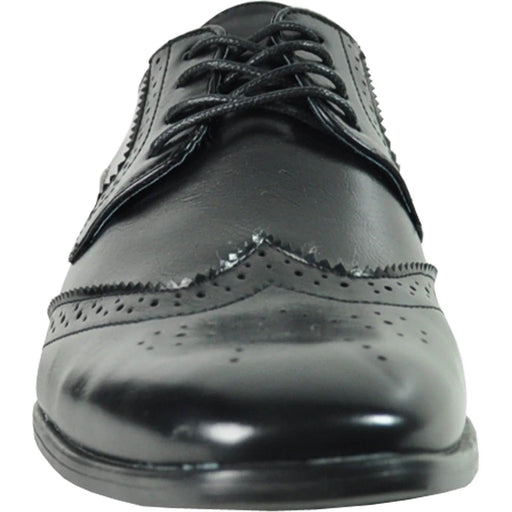 Bravo - Black Wingtip Lace-Up Dress Shoes - 1920s Vintage Style - USA Men's Outlet