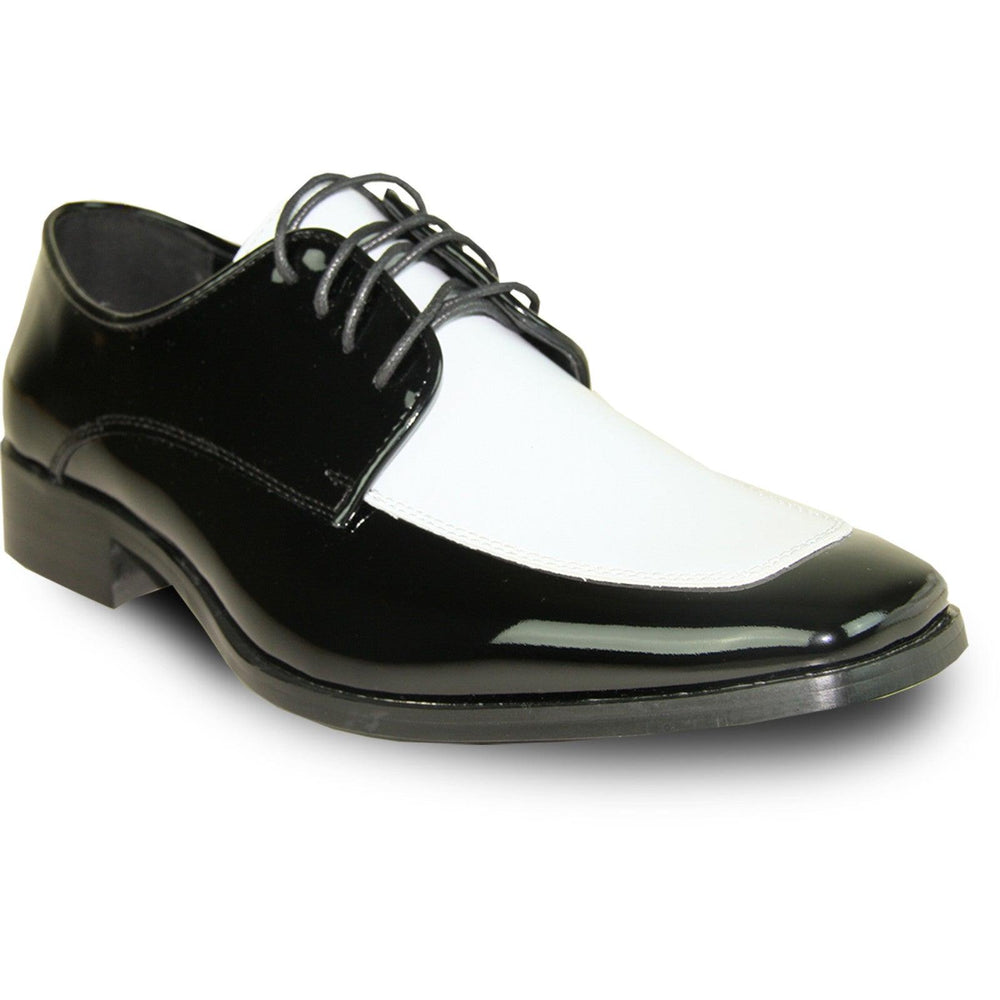 "Bravo Black/White Classic Moc Toe Patent Tuxedo Shoes – Dress Up for Prom". - USA Men's Outlet