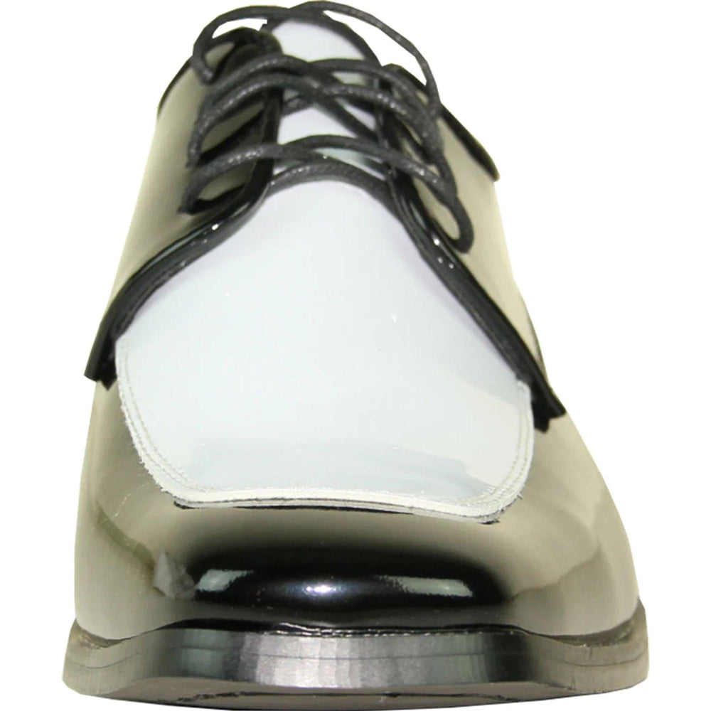 "Bravo Black/White Classic Moc Toe Patent Tuxedo Shoes – Dress Up for Prom". - USA Men's Outlet