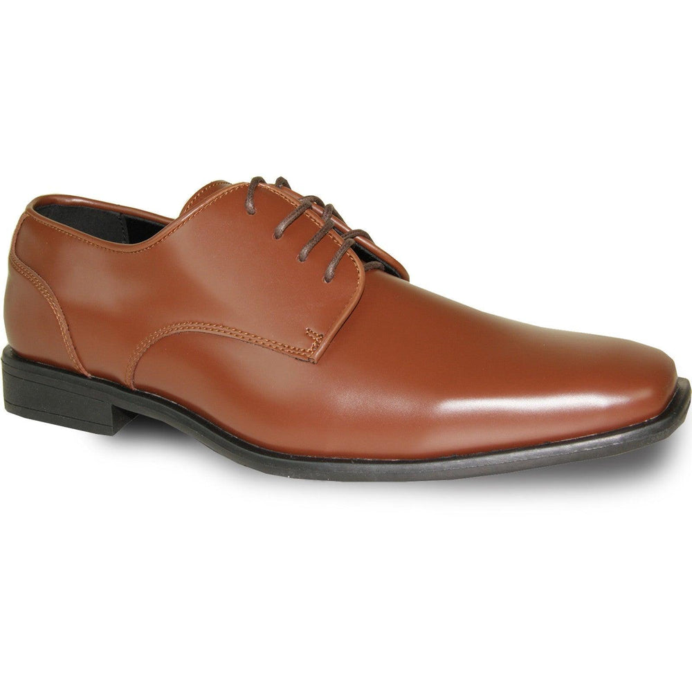 "Bravo Cognac Modern Oxford Dress Shoe: Pointed Square Toe" - USA Men's Outlet