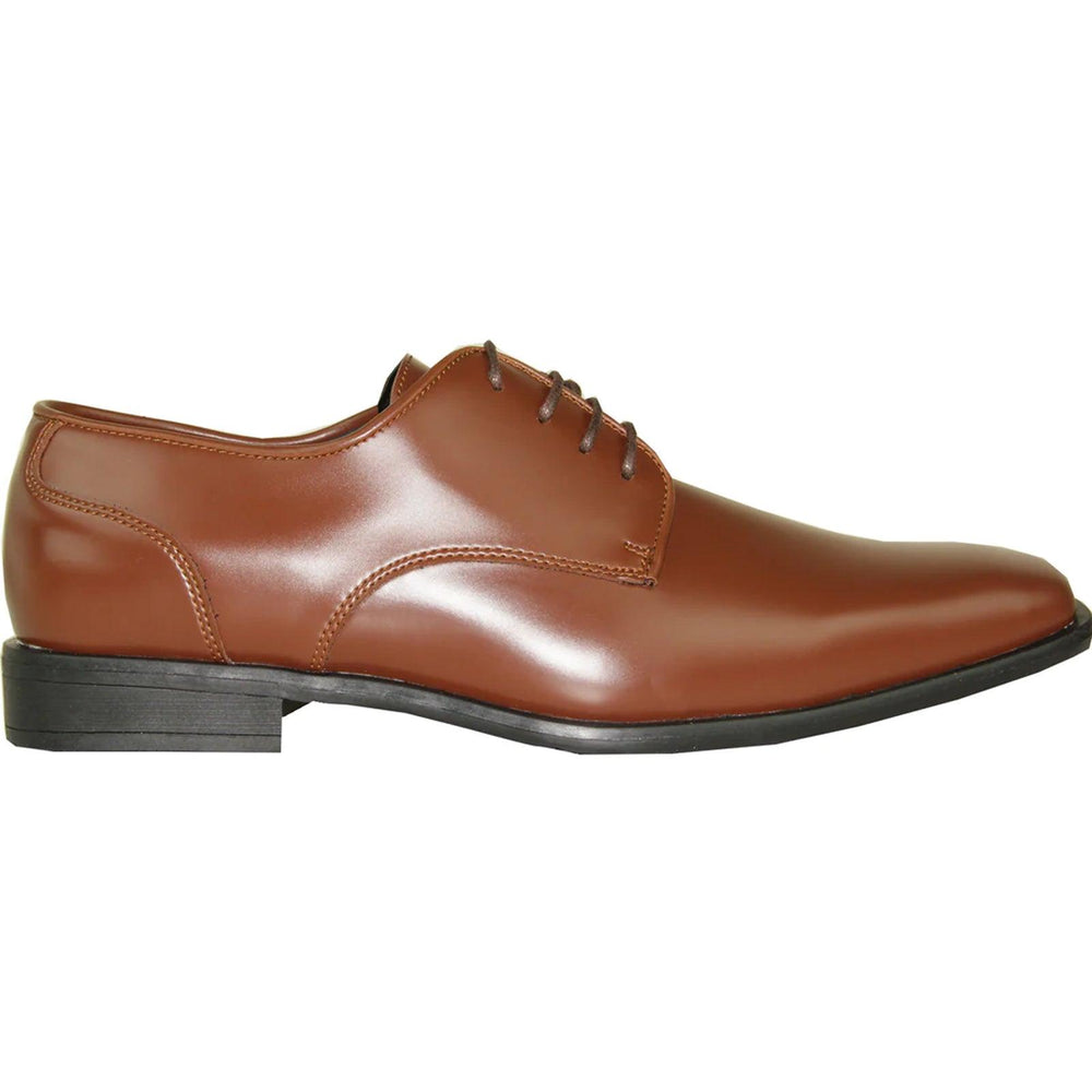 "Bravo Cognac Modern Oxford Dress Shoe: Pointed Square Toe" - USA Men's Outlet