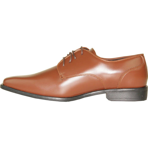 "Bravo Cognac Modern Oxford Dress Shoe: Pointed Square Toe" - USA Men's Outlet