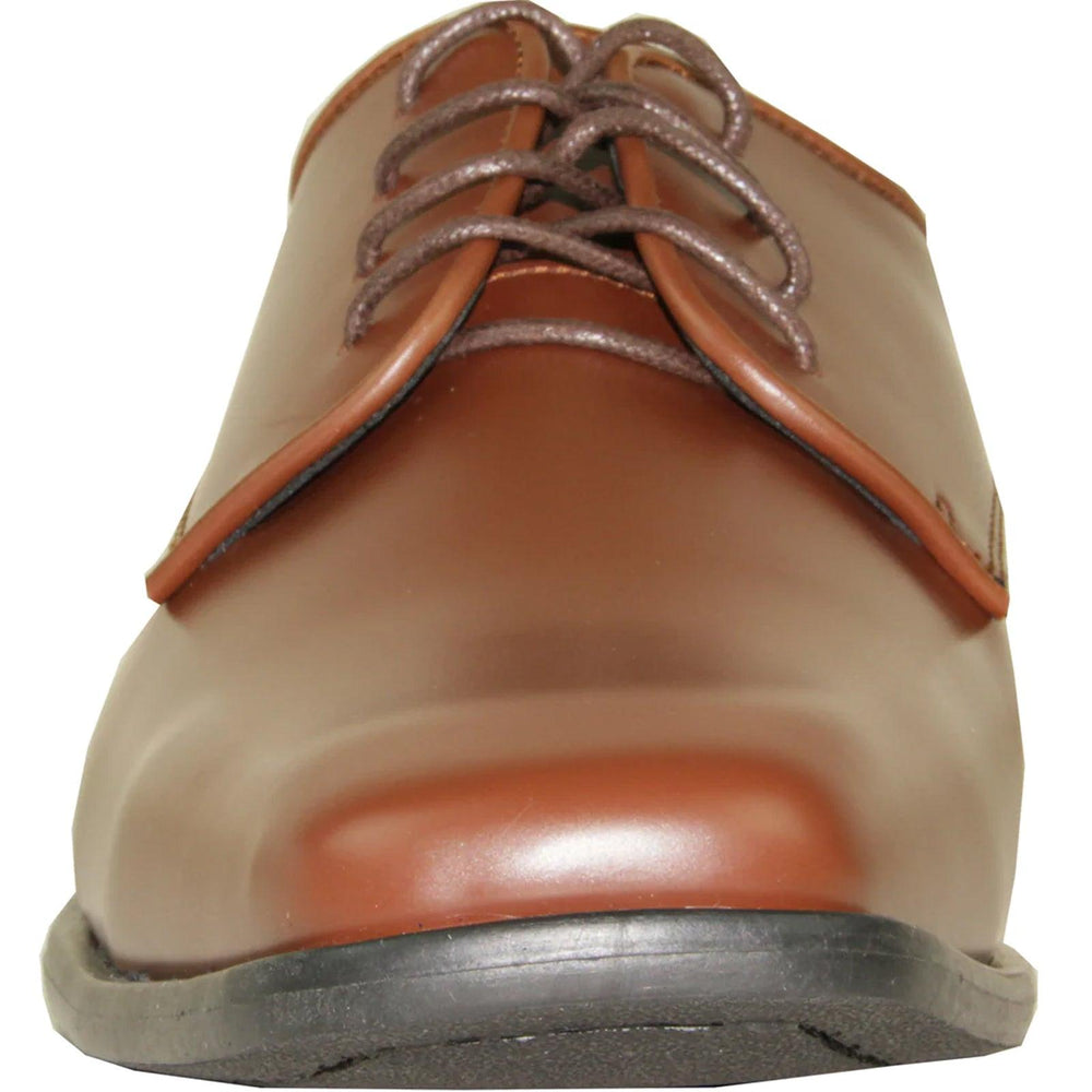 "Bravo Cognac Modern Oxford Dress Shoe: Pointed Square Toe" - USA Men's Outlet