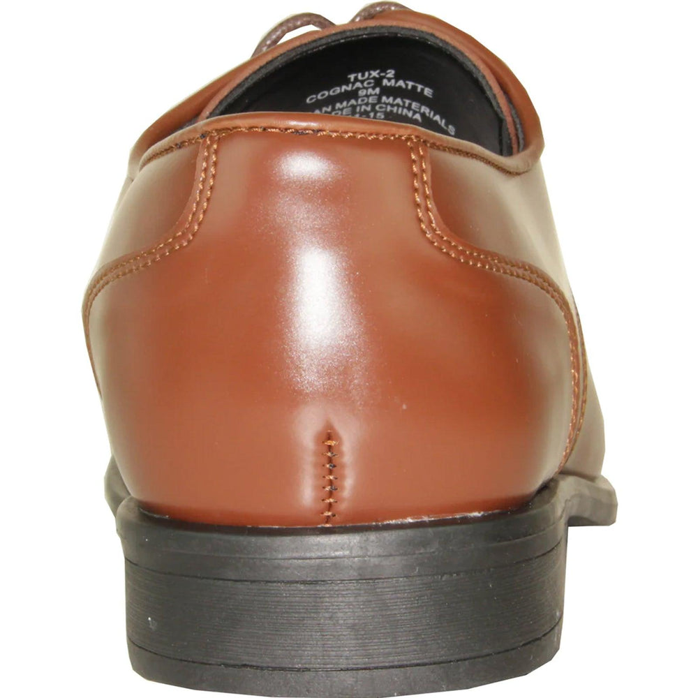 "Bravo Cognac Modern Oxford Dress Shoe: Pointed Square Toe" - USA Men's Outlet