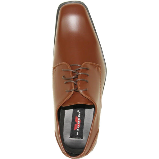 "Bravo Cognac Modern Oxford Dress Shoe: Pointed Square Toe" - USA Men's Outlet