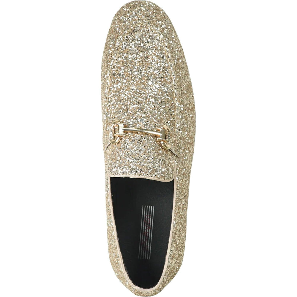 Bravo Glitter Gold Sequin Prom Tux Loafer with Buckle - USA Men's Outlet