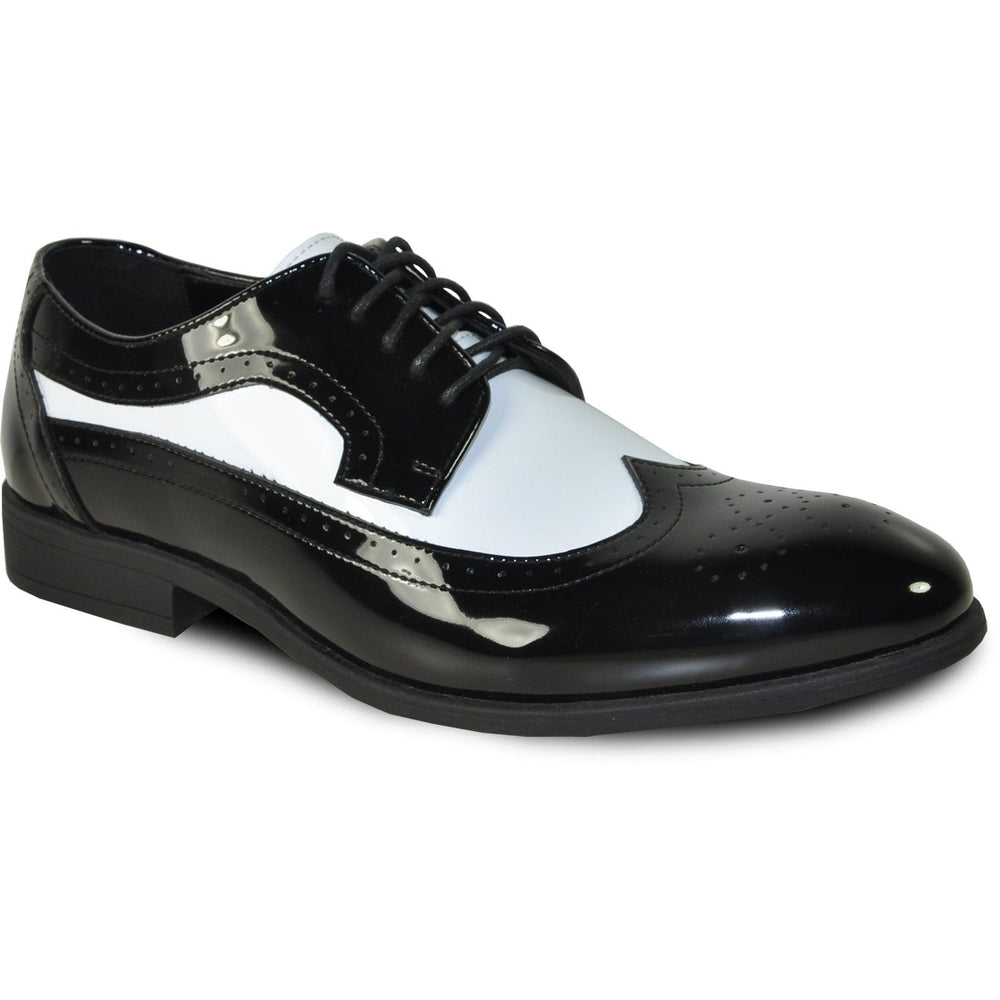 Bravo Men's 1920s Gangster Wingtip Dress Shoe - Black & White - USA Men's Outlet