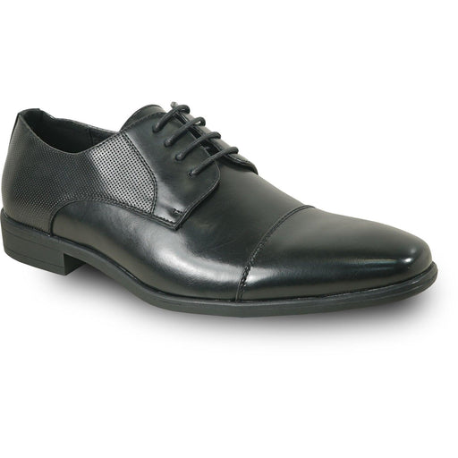 "Bravo Men's Antique Black Cap Toe Oxford Lace Up Dress Shoe" - USA Men's Outlet