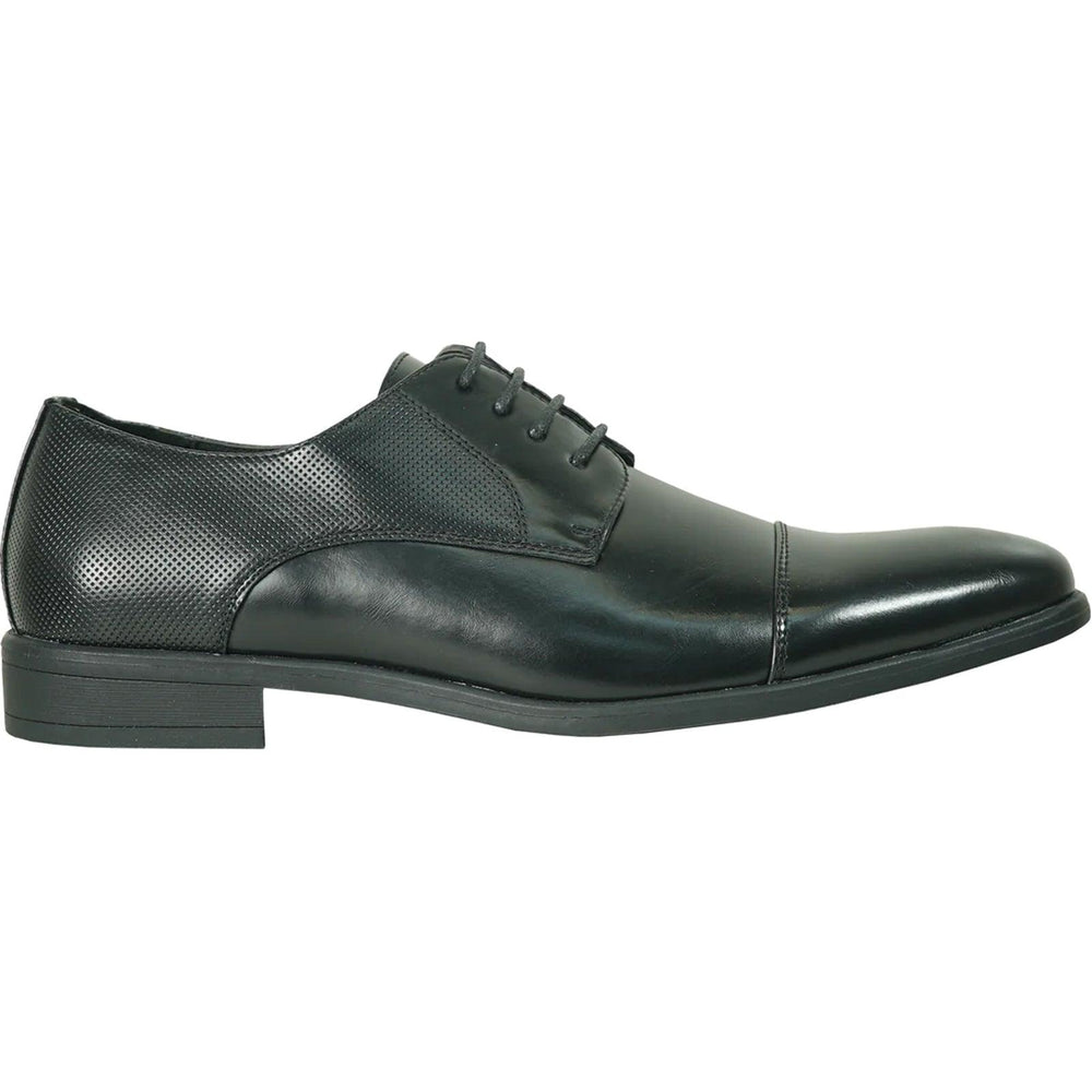 "Bravo Men's Antique Black Cap Toe Oxford Lace Up Dress Shoe" - USA Men's Outlet