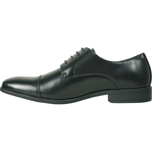 "Bravo Men's Antique Black Cap Toe Oxford Lace Up Dress Shoe" - USA Men's Outlet