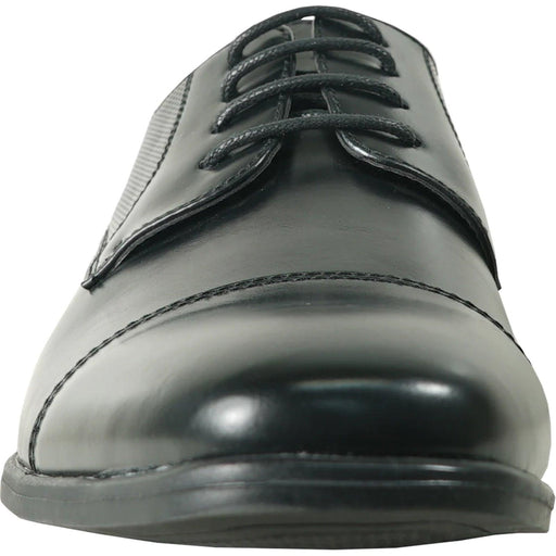 "Bravo Men's Antique Black Cap Toe Oxford Lace Up Dress Shoe" - USA Men's Outlet