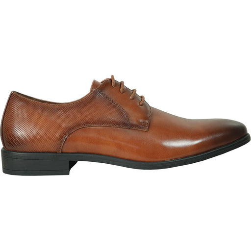 Bravo Men’s Antique Cognac Lace-Up Plain Toe Oxford Dress Shoes - USA Men's Outlet