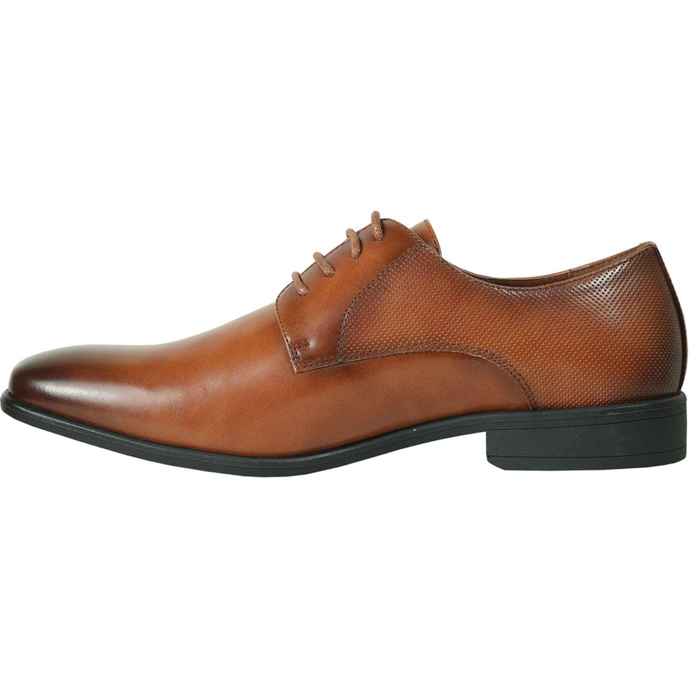 Bravo Men’s Antique Cognac Lace-Up Plain Toe Oxford Dress Shoes - USA Men's Outlet